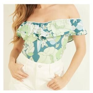 Guess Eco Ruffle Veronika Top Size Medium